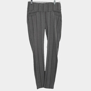 Emma Fiorenzi Pull On Pants Womens Med Gray Herringbone Stretch Slim Work Career